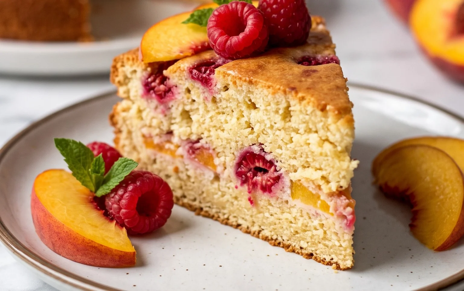 Raspberry Peach Cake